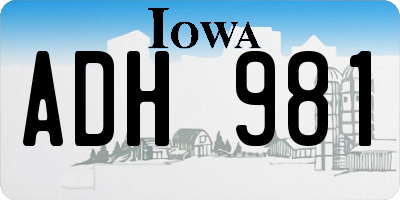 IA license plate ADH981