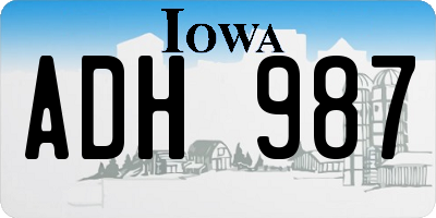 IA license plate ADH987