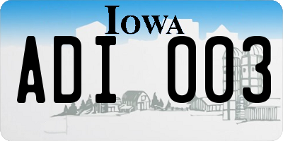 IA license plate ADI003