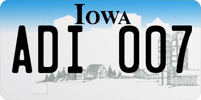 IA license plate ADI007