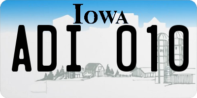 IA license plate ADI010