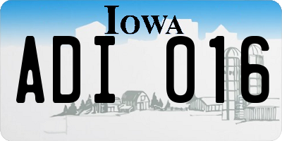 IA license plate ADI016