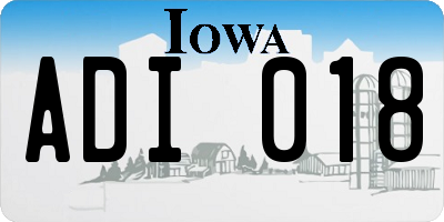 IA license plate ADI018