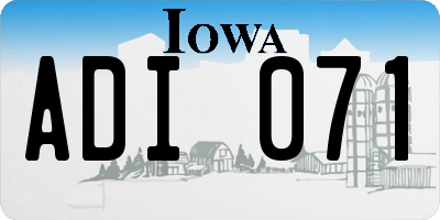 IA license plate ADI071