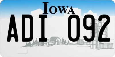 IA license plate ADI092
