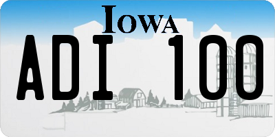 IA license plate ADI100