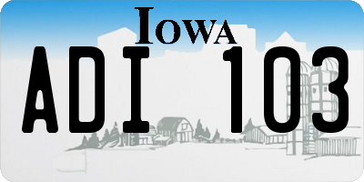 IA license plate ADI103