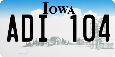 IA license plate ADI104