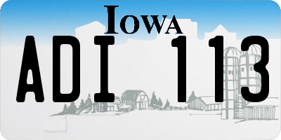 IA license plate ADI113