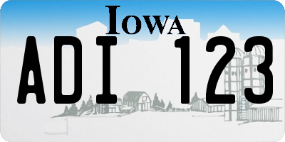 IA license plate ADI123
