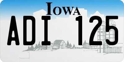 IA license plate ADI125