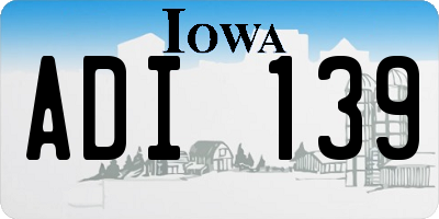 IA license plate ADI139