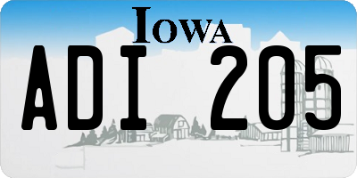 IA license plate ADI205