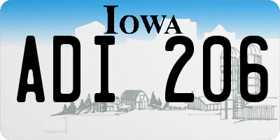 IA license plate ADI206