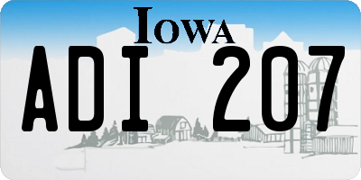 IA license plate ADI207