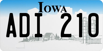 IA license plate ADI210