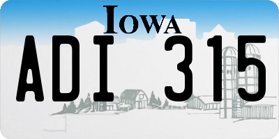 IA license plate ADI315