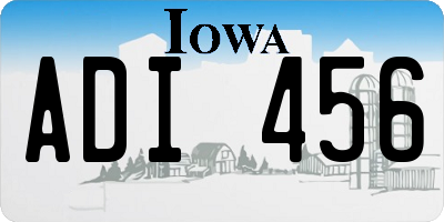 IA license plate ADI456