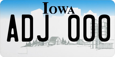 IA license plate ADJ000