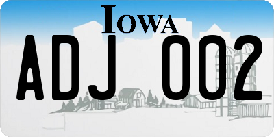 IA license plate ADJ002
