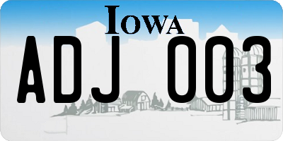 IA license plate ADJ003