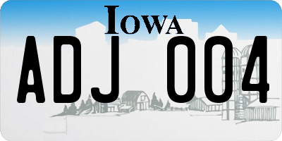 IA license plate ADJ004