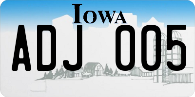 IA license plate ADJ005