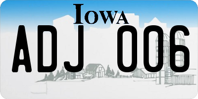 IA license plate ADJ006