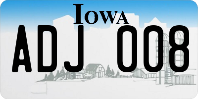 IA license plate ADJ008