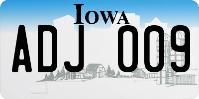 IA license plate ADJ009