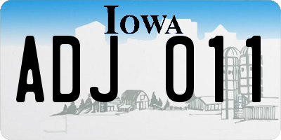 IA license plate ADJ011