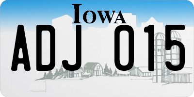 IA license plate ADJ015