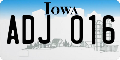 IA license plate ADJ016