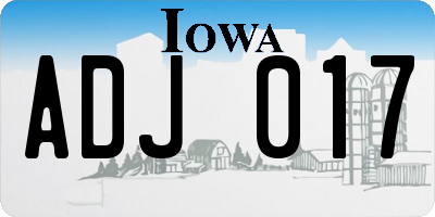 IA license plate ADJ017