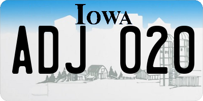 IA license plate ADJ020