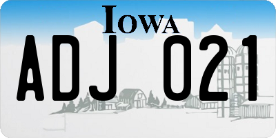 IA license plate ADJ021