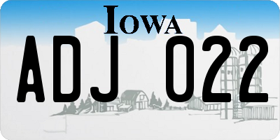 IA license plate ADJ022