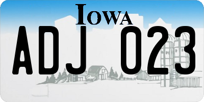 IA license plate ADJ023