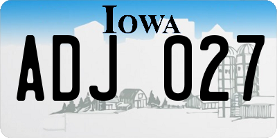 IA license plate ADJ027