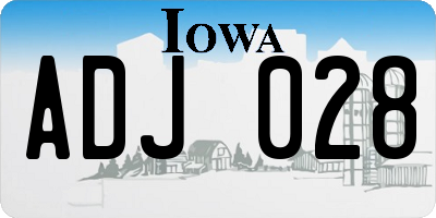 IA license plate ADJ028