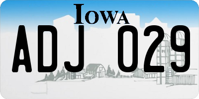 IA license plate ADJ029