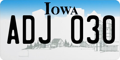 IA license plate ADJ030