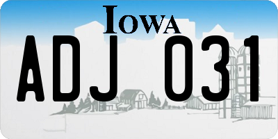 IA license plate ADJ031