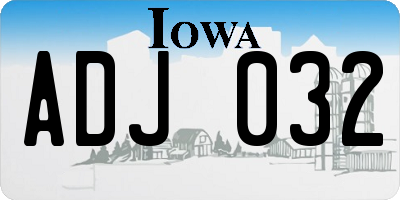 IA license plate ADJ032