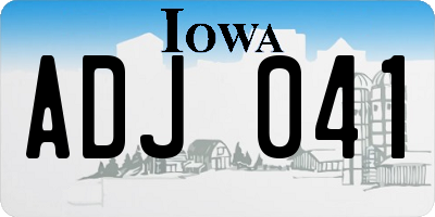 IA license plate ADJ041
