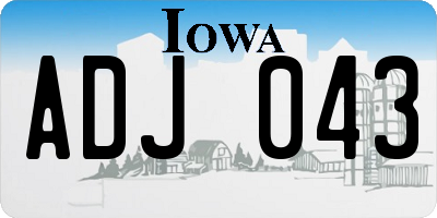 IA license plate ADJ043