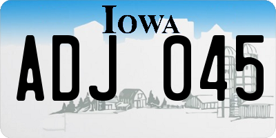 IA license plate ADJ045