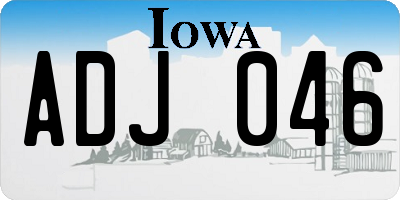IA license plate ADJ046