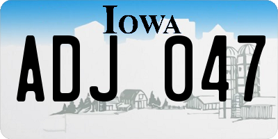 IA license plate ADJ047
