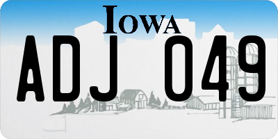 IA license plate ADJ049
